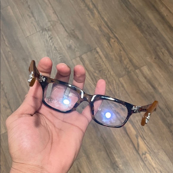 Tortoiseshell Brown Chrome Heart Glasses Square Glasses with Silver Accents - Picture 7 of 7